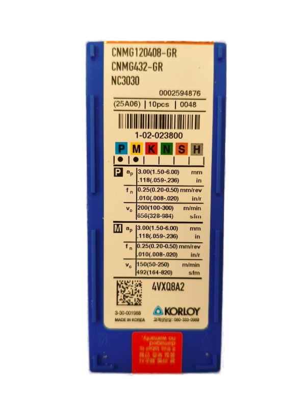 CNMG 120408-GR NC3030 Пластина для точения Korloy (P,M)